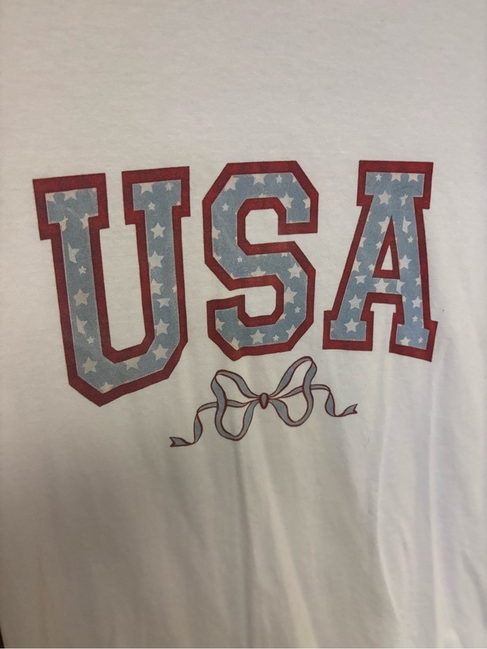 USA Graphic Tee - White with Red & Light Blue Stars